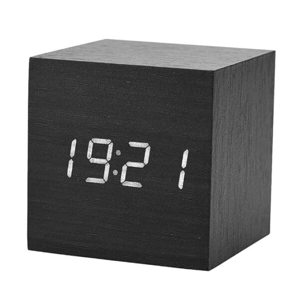 Wooden Black Cube Clock