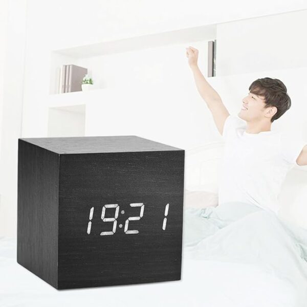 Wooden Black Cube Clock - Image 2