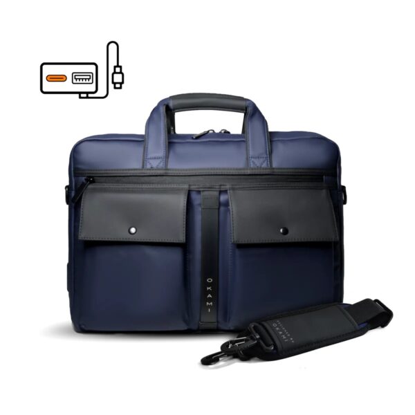 NAVY Laptop Messenger Bag X Briefcase with USB Fast-Charging for Laptops