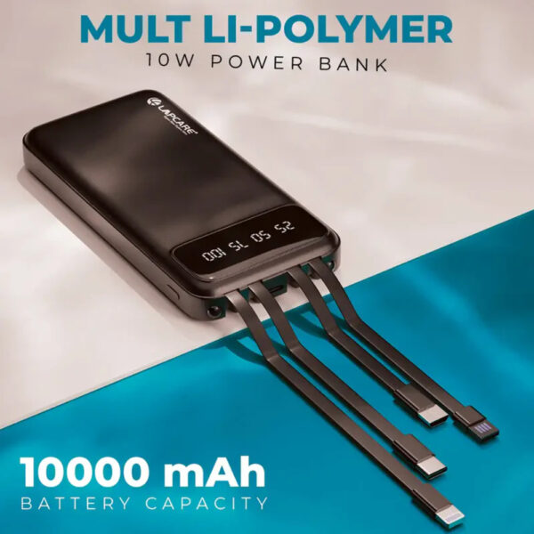 MULT Li-Polymer 10000Mah Power Bank with inbuilt Cables - Image 2